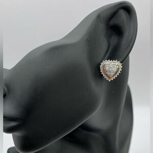 Two Tone Heart Earring Studs